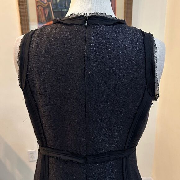 Michael Kors Black Tweed Fringe Shimmer Sleeveless Dress Size 6 - Picture 8 of 11